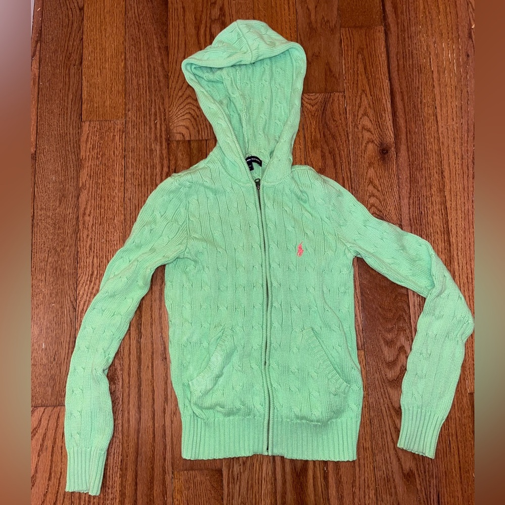 Cable knit zip up hoodie